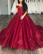 Load image into Gallery viewer, Burgundy Quinceanera Dresses With Appliques