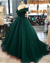 Load image into Gallery viewer, Off The Shoulder V-Neck Tulle Ball Gown Wedding Dresses