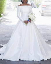 Load image into Gallery viewer, Long Sleeves Satin Wedding Dress
