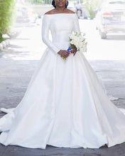 Load image into Gallery viewer, Long Sleeves Satin Wedding Dress