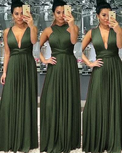Olive Green Bridesmaid Dresses Convertible