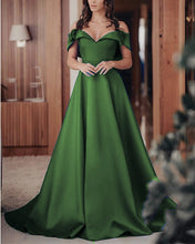 Load image into Gallery viewer, Olive Green Bridesmaid Dress Satin