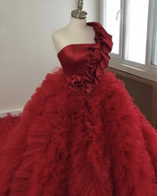 Load image into Gallery viewer, One Shoulder Ball Gown Ruffles Dresses