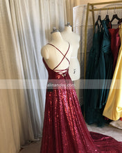 Load image into Gallery viewer, Open Back Sequin Prom Dresses
