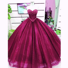 Load image into Gallery viewer, Pearl Beaded Sweetheart Bodice Corset Tulle Ball Gowns Wedding Dresses