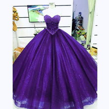 Load image into Gallery viewer, Pearl Beaded Sweetheart Bodice Corset Tulle Ball Gowns Wedding Dresses