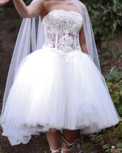 Load image into Gallery viewer, See Through Corset Wedding Dresses Tea Length
