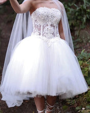 Load image into Gallery viewer, See Through Corset Wedding Dresses Tea Length