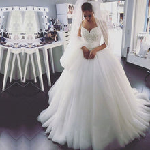 Load image into Gallery viewer, Pearl Embroidery Beaded Tulle Princess Wedding Dresses-alinanova