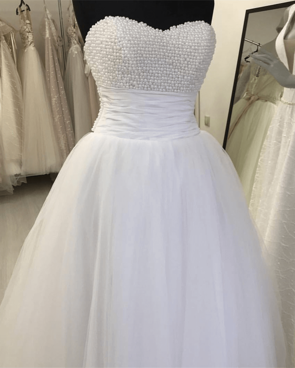 Pearl Sweetheart Tulle Wedding Dresses Pearl Sweetheart Tulle Wedding Dresses