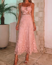 Load image into Gallery viewer, Pink Lace Midi Bridesmaid Dresses