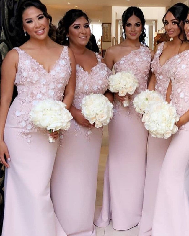 ever pretty maternity bridesmaid dresses Pale Pink Mermaid Bridesmaid Dresses Mixed Style