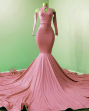 Load image into Gallery viewer, Mermaid Satin Cold Shoulder Prom Dresses