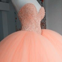 Load image into Gallery viewer, Pink Coral Lace Beading Tulle Ball Gowns Quinceanera Dresses