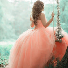 Load image into Gallery viewer, Pink Coral Lace Beading Tulle Ball Gowns Quinceanera Dresses-alinanova