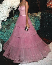 Load image into Gallery viewer, Pink Tulle Corset Prom Dresses