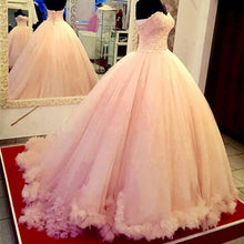 Load image into Gallery viewer, Pink Lace Appliques Sweetheart Tulle Quinceanera Dresses Ball Gowns