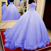 Load image into Gallery viewer, Pink Lace Appliques Sweetheart Tulle Quinceanera Dresses Ball Gowns