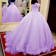 Load image into Gallery viewer, Pink Lace Appliques Sweetheart Tulle Quinceanera Dresses Ball Gowns

