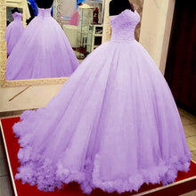 Load image into Gallery viewer, Pink Lace Appliques Sweetheart Tulle Quinceanera Dresses Ball Gowns