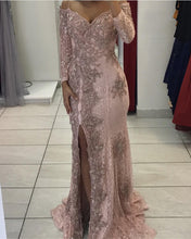 Load image into Gallery viewer, Pink Lace Prom Dress Mermaid V-neck-alinanova
