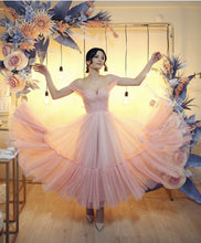 Load image into Gallery viewer, Tulle Off The Shoulder Midi Formal Dresses