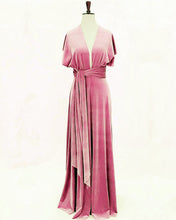 Load image into Gallery viewer, Rose Pink Velvet Bridesmaid Dresses With Sleeves