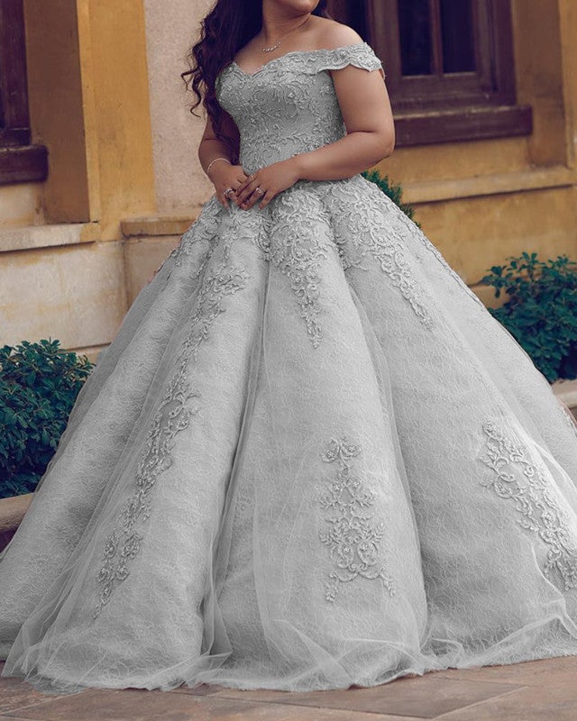 Plus Size Ball Gown Dresses Off Shoulder Appliques Plus Size Ball Gown Dresses Off Shoulder Appliques