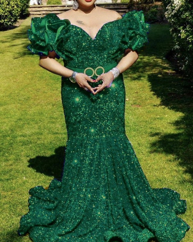 Plus Size Mermaid Sequin Dresses Off The Shoulder Plus Size Mermaid Sequin Dresses Off The Shoulder