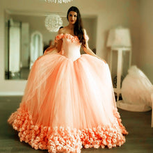 Load image into Gallery viewer, Pretty Blush Pink Tulle Flower Ball Gowns Quinceanera Dress For Sweet 16