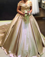 Load image into Gallery viewer, Champagne Wedding Dress For Older Bride