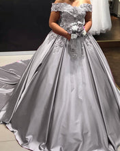 Load image into Gallery viewer, Silver Wedding Dress For Older Bride
