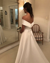 Load image into Gallery viewer, Princess Style Off Shoulder Satin Wedding Dresses