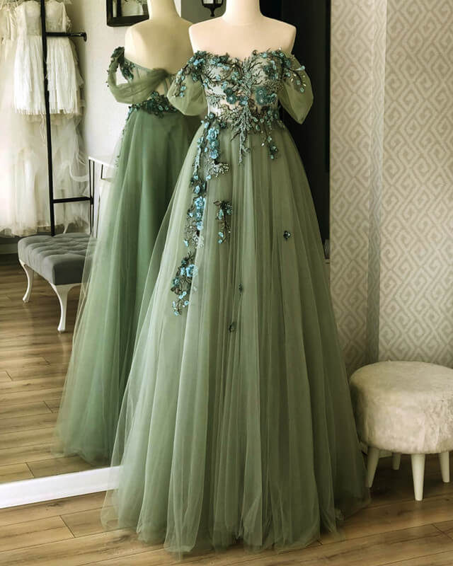 A-line Lace Embroidery Corset Tulle Dress  alinanova