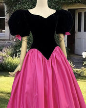 Load image into Gallery viewer, Vintage Velvet Corset Top Puffy Sleeve Dress