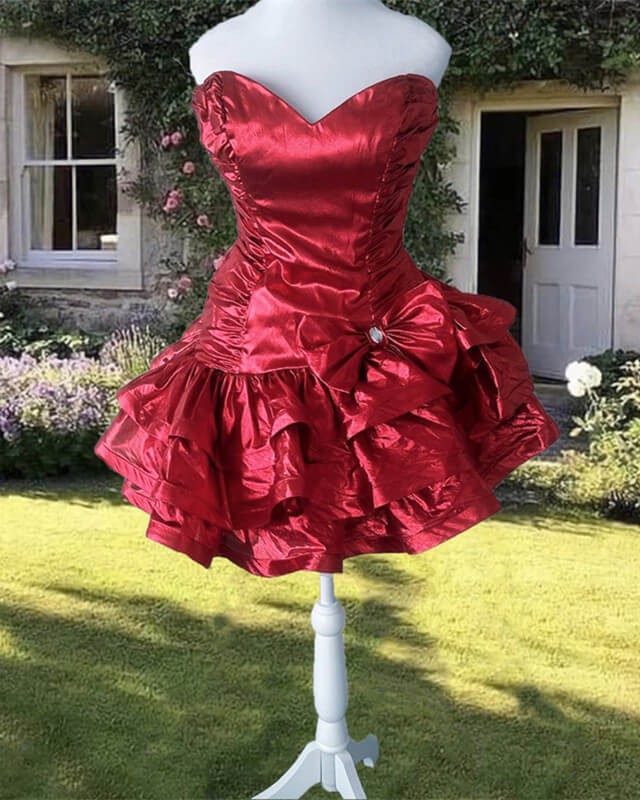 Retro Style Strapless Ruffles Prom Short Dress Retro Style Strapless Ruffles Prom Short Dress