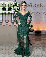 Load image into Gallery viewer, Long Sleeves Lace Mermaid Prom Dresses See Through Evening Gowns