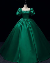 Load image into Gallery viewer, Emerald Green Satin Ball Gown
