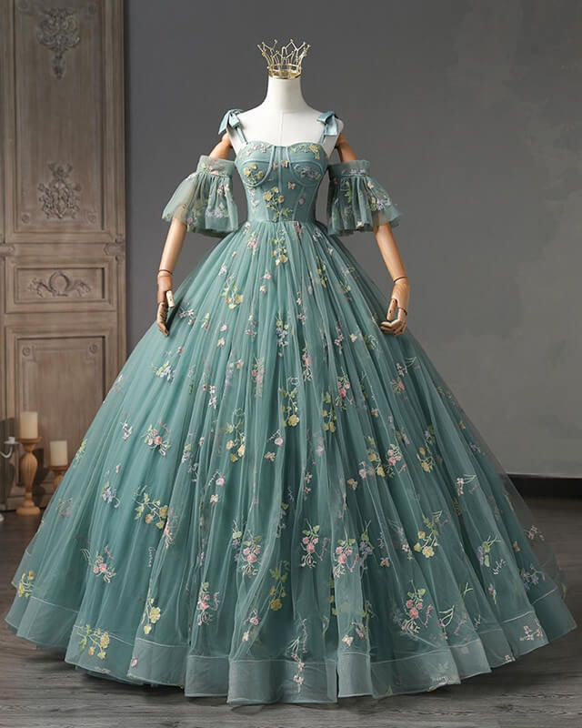 Ball Gown Embroidery Tulle Cottagecore Corset Dress Ball Gown Embroidery Tulle Cottagecore Corset Dress
