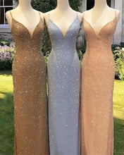 Load image into Gallery viewer, Mermaid Sequined Beaded V-neck Formal Dress