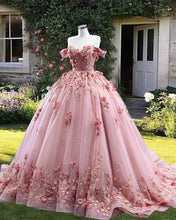 Load image into Gallery viewer, Rose Pink Prom Ball Gown