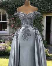 Load image into Gallery viewer, Mermaid Silver Evening Gown