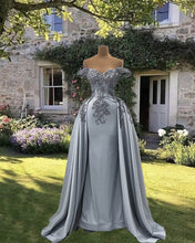 Load image into Gallery viewer, Mermaid Silver Satin Prom Dress