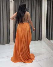 Load image into Gallery viewer, High Split One Shoulder Open Back Dress