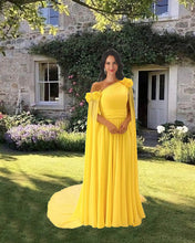 Load image into Gallery viewer, Yellow Chiffon Prom Dresses
