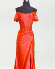 Load image into Gallery viewer, Mermaid Orange Off The Shoulder Dress