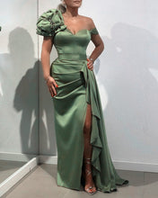 Load image into Gallery viewer, Mermaid One Shoulder Sage Dress