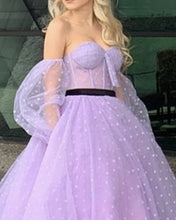 Load image into Gallery viewer, Puffy Sleeve Tulle Corset Ball Gown Dot Dress