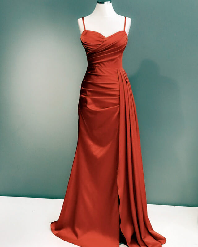 Mermaid Burnt Orange Satin Prom Dress Sweetheart Split alinanova Mermaid Burnt Orange Satin Prom Dress Sweetheart Split alinanova