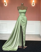 Load image into Gallery viewer, Mermaid Sage Satin Formal Dress